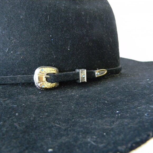 Bullhide DELTA DOWN Felt Cowboy Hat 4X BLACK Wool Mens size 7 1/4 Western STUDS - Picture 3 of 10